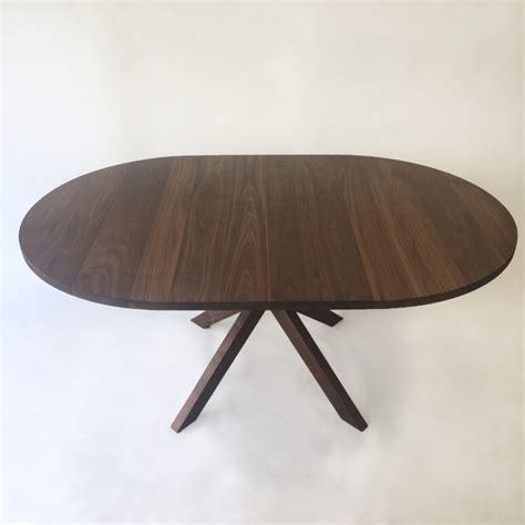 Modern Solid Walnut Round Expandable Dining Table