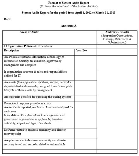 Information System Audit Report Template | PDF Template