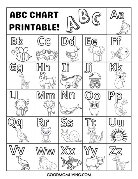 ABC Chart for Kids (Free Printable ABC Alphabet Chart) - Good Mom Living