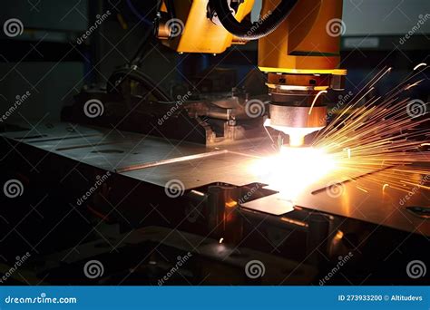 Closeup of a Welding Robot Arm, Performing Precise Welds on Metal Plates Stock Illustration ...