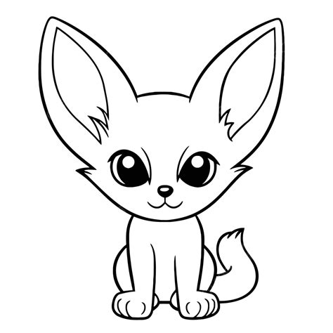 Tiny Fox Puppy Coloring Pages Outline Sketch Drawing Vector, Fennec Fox Drawing, Fennec Fox ...