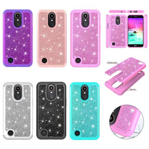 Luxury For LG K10 2018 Case Armor Hybrid Shockproof Diamond Bling ...