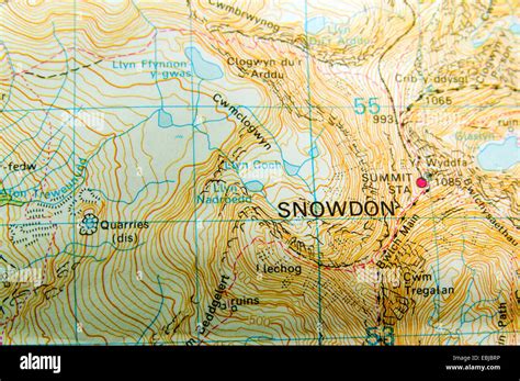 Ordnance Survey Map of Snowdon, North Wales, UK Stock Photo - Alamy