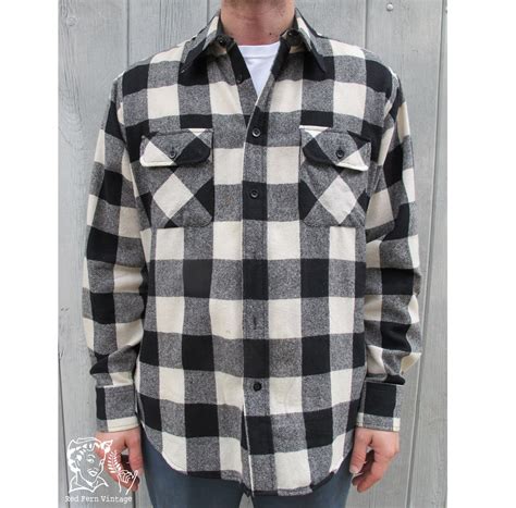 Vintage Mens Black & White Buffalo Plaid Shirt by LOSTandFOUNDct