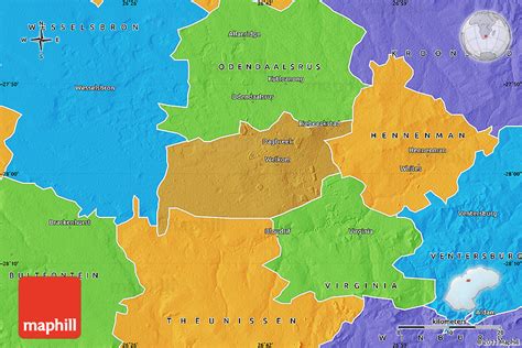 Physical Map of WELKOM, political outside