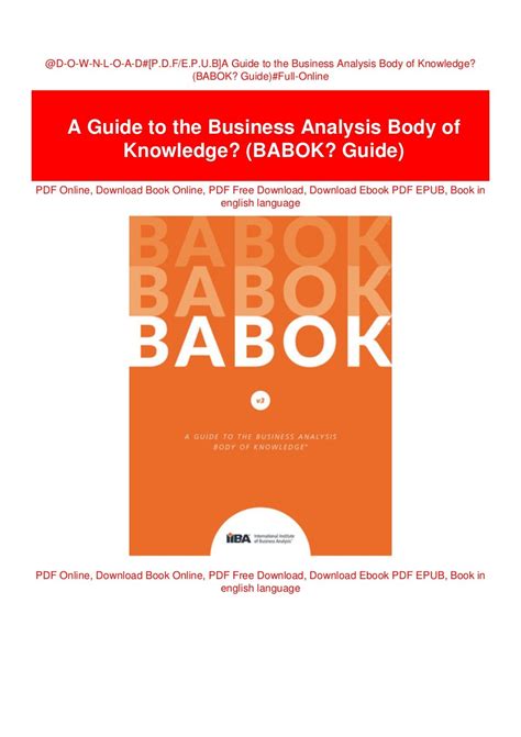 @D-O-W-N-L-O-A-D#[P.D.F/E.P.U.B]A Guide to the Business Analysis Body of Knowledge? (BABOK ...