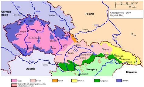 1930 Czechoslovakia linguistic map | Map, Language map, Europe map