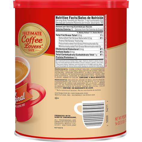 Coffee Mate Powder Creamer Nutrition Facts – Runners High Nutrition