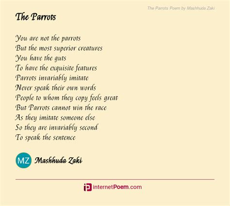 The Parrots Poem by Mashhuda Zaki