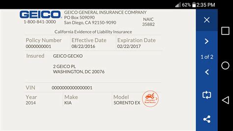 Geico Insurance Card Template Download