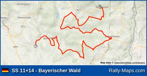 SS 11+14 - Bayerischer Wald stage map | Central European Rally 2023 [WRC] 🌍 | Rally-Maps.com