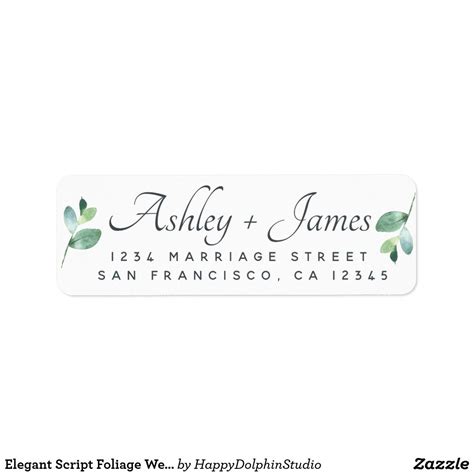 Elegant Script Foliage Wedding Return Address Label | Zazzle | Wedding return address labels ...