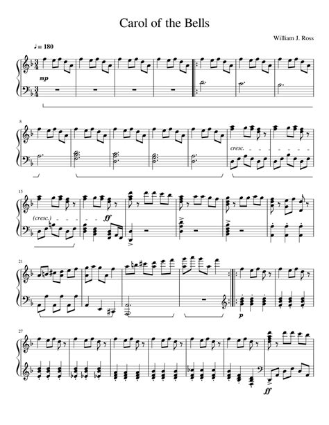 Carol of the Bells Sheet music for Piano | Download free in PDF or MIDI | Musescore.com