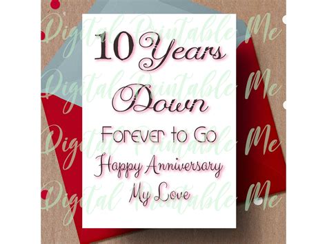 Greeting Cards 10 year Anniversary Card Happy Ten Years 10th ...