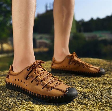 Summer Breathable Lace-Up Leather Moccasins Loafers Men's Shoes | cheapsalemarket.com