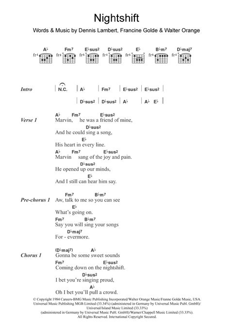 Nightshift by Commodores - Guitar Chords/Lyrics - Guitar Instructor