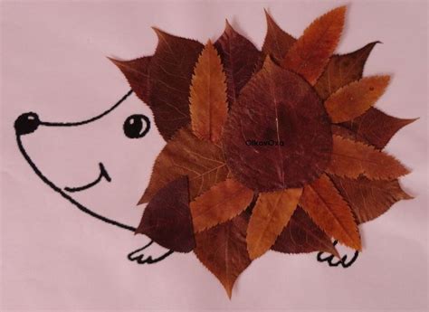 Leaf hedgehog | Artesanías de otoño, Arte de hoja, Manualidades de otoño para niños