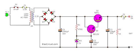 Four Small 5-volts DC Regulator Circuits | ElecCircuit.com