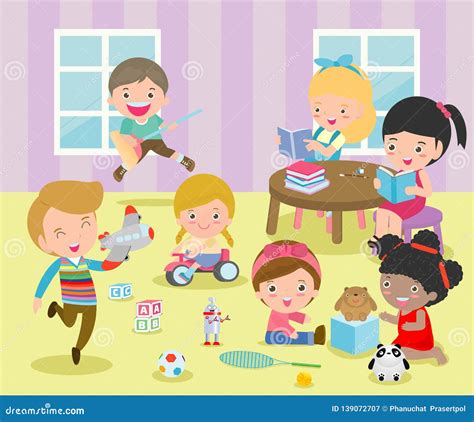 Group of Happy School Kids in Classroom,children`s Activity in the ...