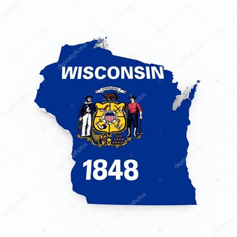 Wisconsin state flag on 3d map — Stock Photo © godard #61725659