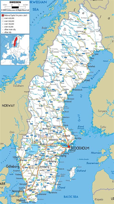 Sweden cities map - Sweden map with cities (Northern Europe - Europe)
