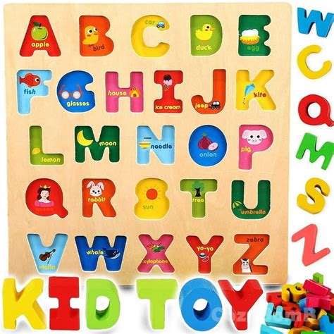 Wooden Alphabet ABC Baby Puzzle for Toddlers 2 3 Years - Alphabets Name ...