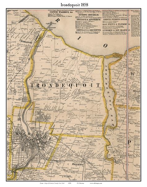 Irondequoit, New York 1858 Old Town Map Custom Print - Monroe Co. - OLD ...