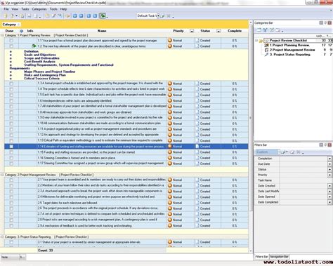 Project Review Checklist - To Do List, Organizer, Checklist, PIM, Time ...