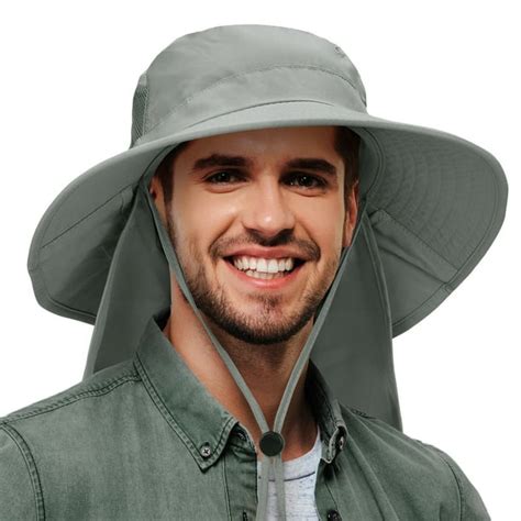 Solaris - Men's Sun Protection Hat with Neck Flap Cover,Wide Brim Outdoor Fishing Hiking Camping ...