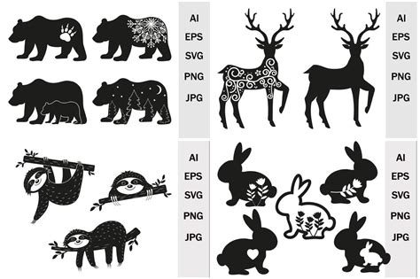 Animal Silhouettes with a Pattern, Svg Graphic by lesinka · Creative ...