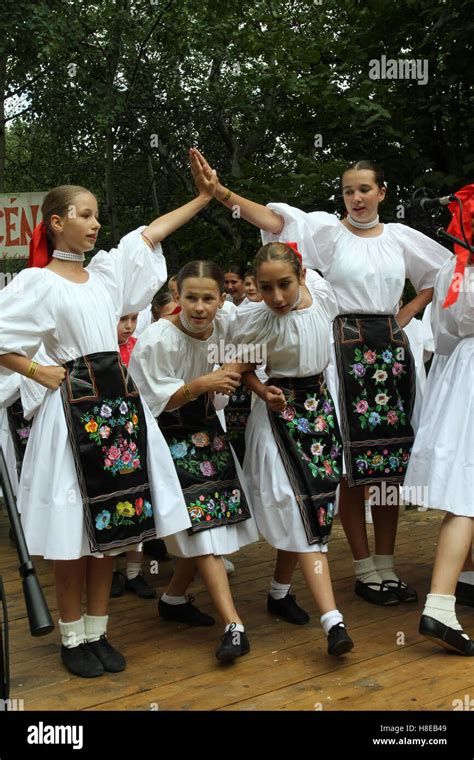 Slovak folklore ensemble performs at the Hontianska Parada folklore festival, Hrusov, Slovakia ...