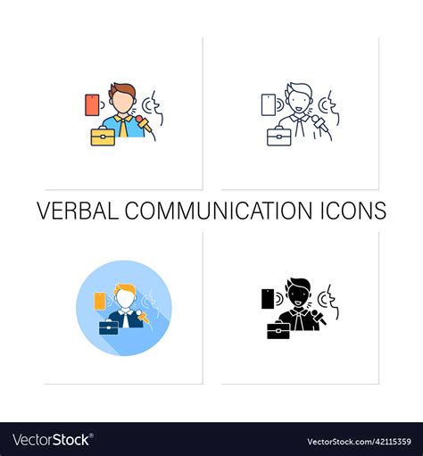 Verbal communication icons set Royalty Free Vector Image