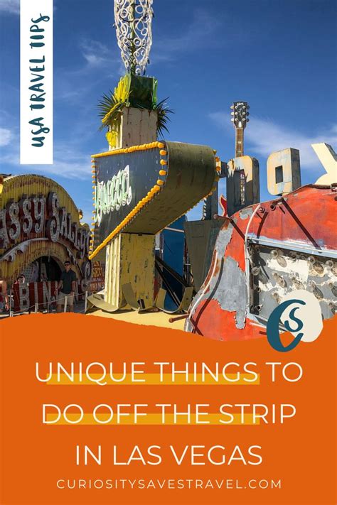 an orange and white sign that says unique things to do off the strip in las vegas
