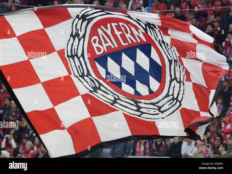 Fans of the FC Bavaria Munich football club in the south stand of the ...