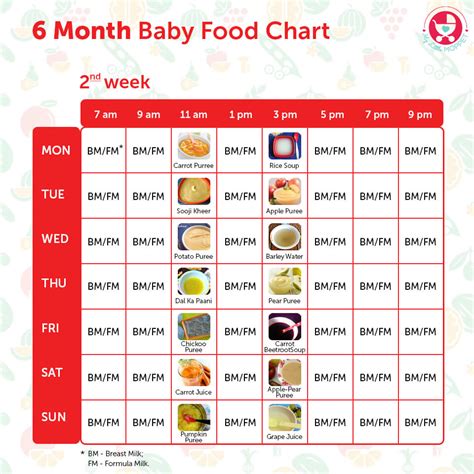 6 Months Baby Food Chart - with Indian Recipes