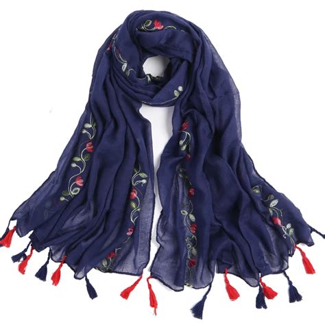 Ladies Embroidered scarves Indiean Style Scarves Fashion Leaves Print ...