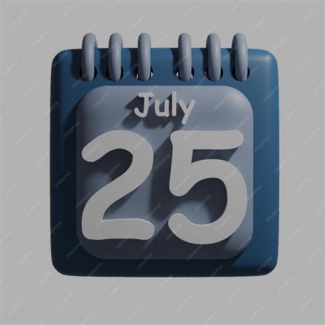 Premium PSD | A blue calendar with the date july 25 on it