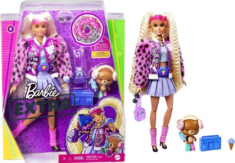 Barbie Extra Doll 8 In Varsity Jacket With Furry Arms and Pet Teddy ...