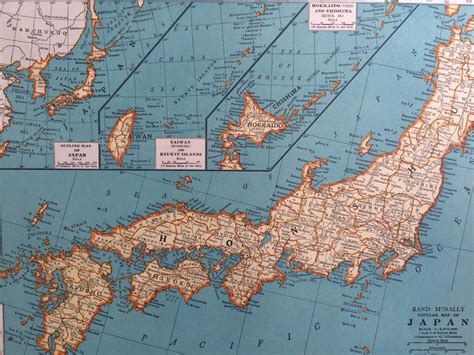 1937 JAPAN Original Vintage Map, 11 x 14 inches, Rand McNally, Home ...