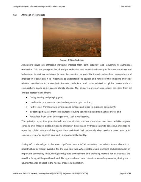 Analysis of environmental impact on oil & gas company