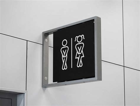 Mall Bathroom Signage PSD Mockup - PSD Mockups