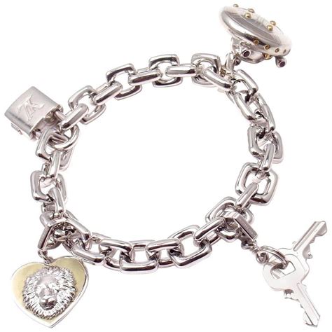 Louis Vuitton Charm Link White Gold Bracelet With Charms at 1stDibs ...