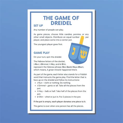 Dreidel instructions / Learn to Play Dreidel / Sivivon / | Etsy in 2021 ...