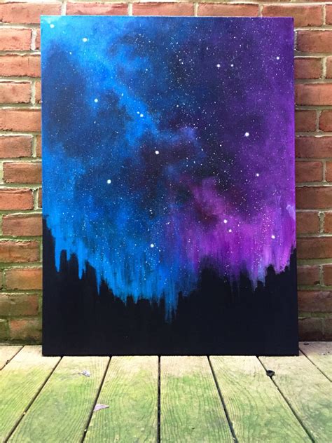 Mellow Wonder: Stardust Galaxy (original art, large original painting, blue purple acrylic ...