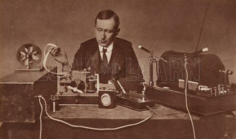 Marconi with an early wireless apparatus stock image | Look and Learn