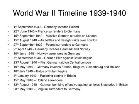 PPT - World War II Timeline 1939-1940 PowerPoint Presentation, free download - ID:2989174