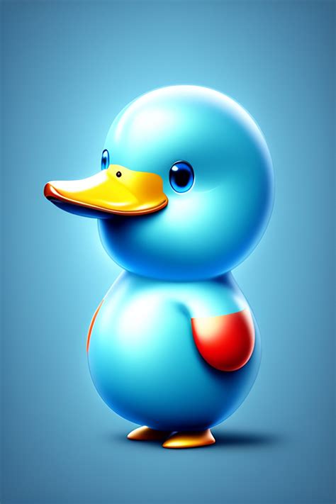 Lexica - Beautiful sky-blue color duck cartoon character with text