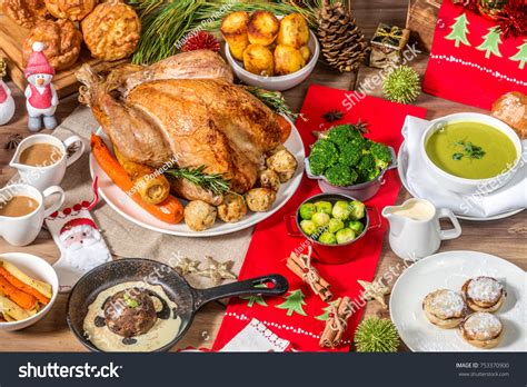 Christmas Roasted Turkey Christmas Dinner Setup Stock Photo 753370900 | Shutterstock