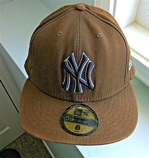 New York Yankees Baseball Cap 59fifty MLB Ball Hat NY Fitted Brown USA Size 8 #59FiftyNewEra ...
