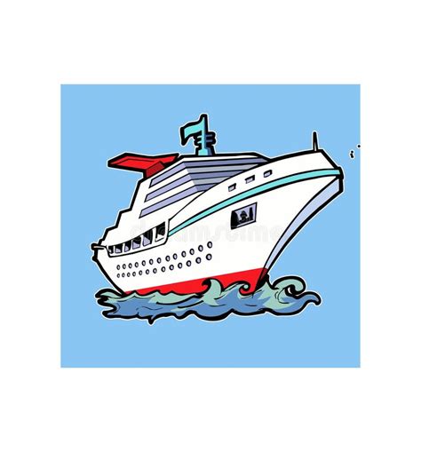 Cruise Ship Cartoon Character Sailing the Ocean Illustration Sea Stock Illustration ...